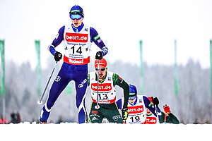 Lahtisspelen, lagsprint i nordisk kombination, skidor (svenskt referat)