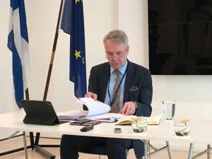 Ulkoministeri Pekka Haaviston tiedotustilaisuus Brysselissä